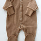 Organic Waffle Seams Out Sleepsuit Cappuccino