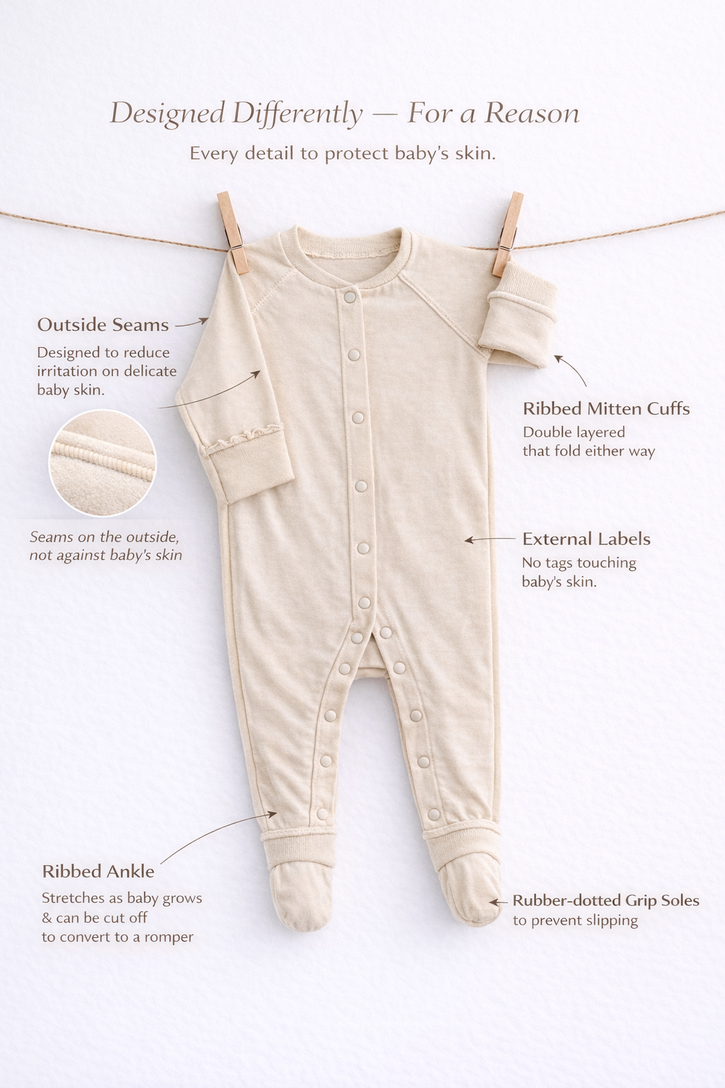 Topsy-Turvy Sleepsuit Oat