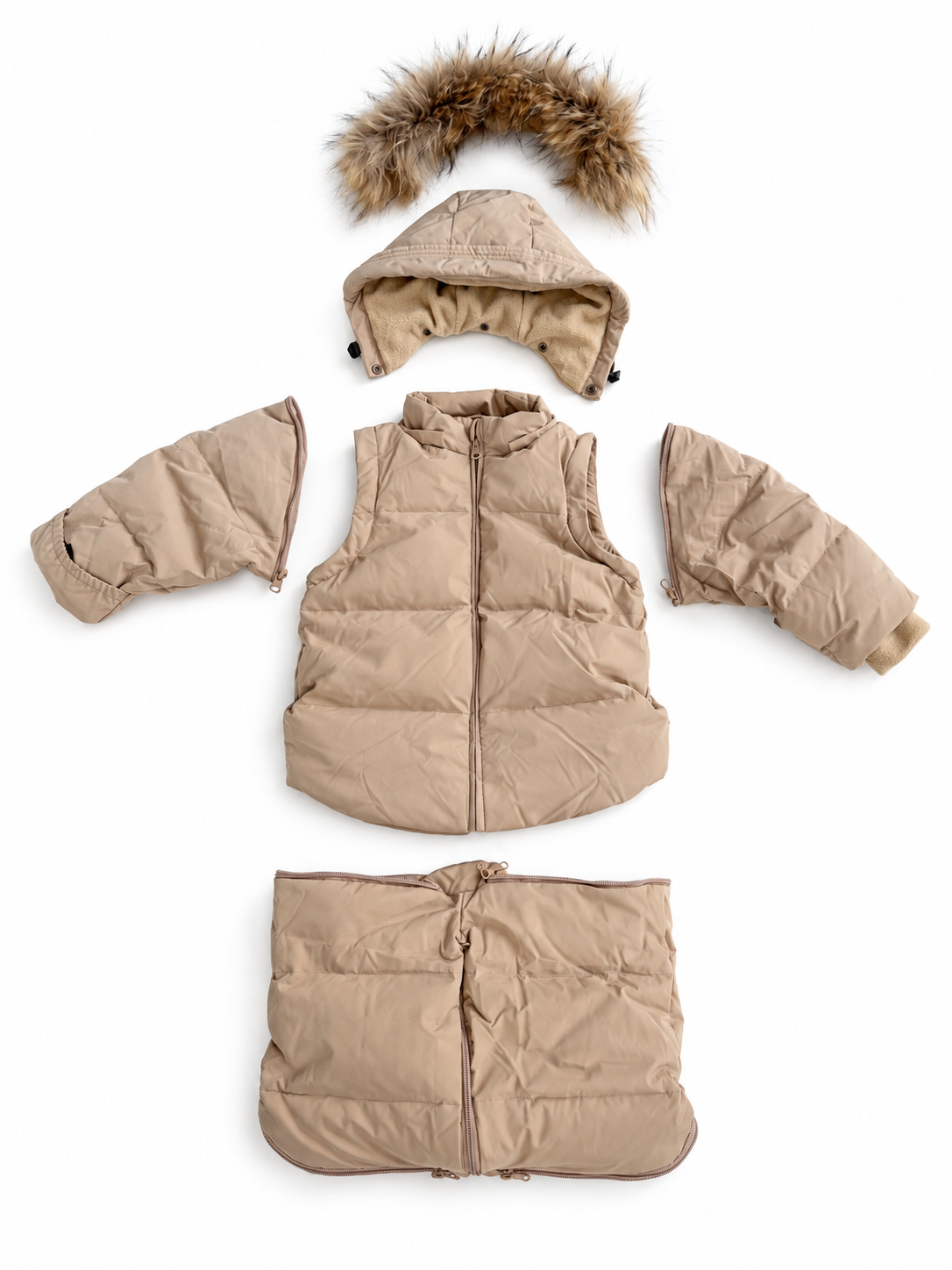 Beige 4in1 Transformer Snowsuit