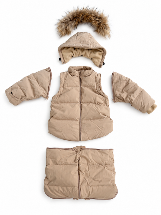 Beige 4in1 Transformer Snowsuit