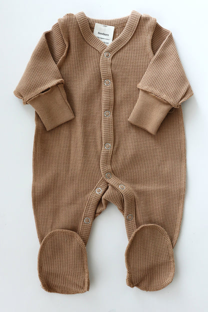 Organic Waffle Sleepsuit Cappuccino