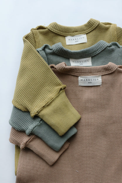 Organic Waffle Sleepsuit Mustard