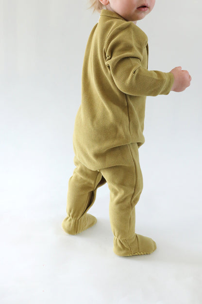 Organic Waffle Sleepsuit Mustard