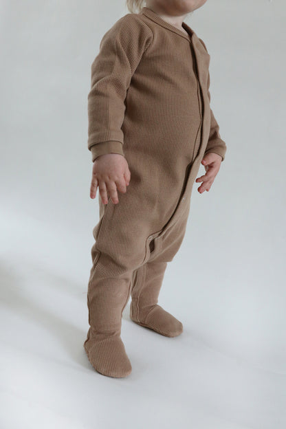 Organic Waffle Sleepsuit Cappuccino