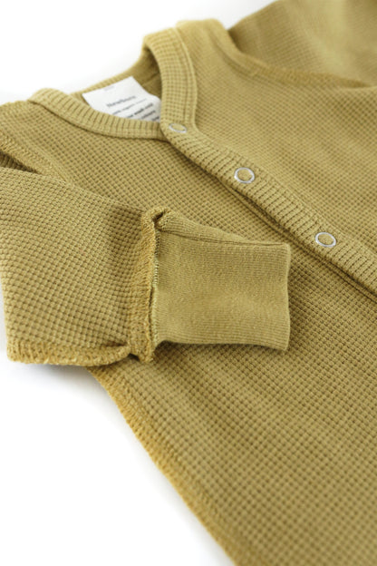 Organic Waffle Sleepsuit Mustard