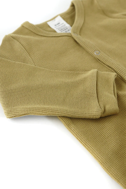 Organic Waffle Sleepsuit Mustard