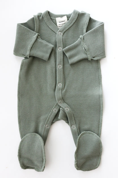 Organic Waffle Sleepsuit Seafoam