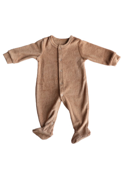 Terry Baby Sleeper  Gift shopping for infant essentials or creating a baby registry, you have found the best neutral tone unisex 100% cotton terry towel sleepsuit onesie. 