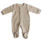 Gift shopping for infant essentials or creating a baby registry, you have found the best neutral tone unisex 100% cotton waffle sleepsuit onesie. 